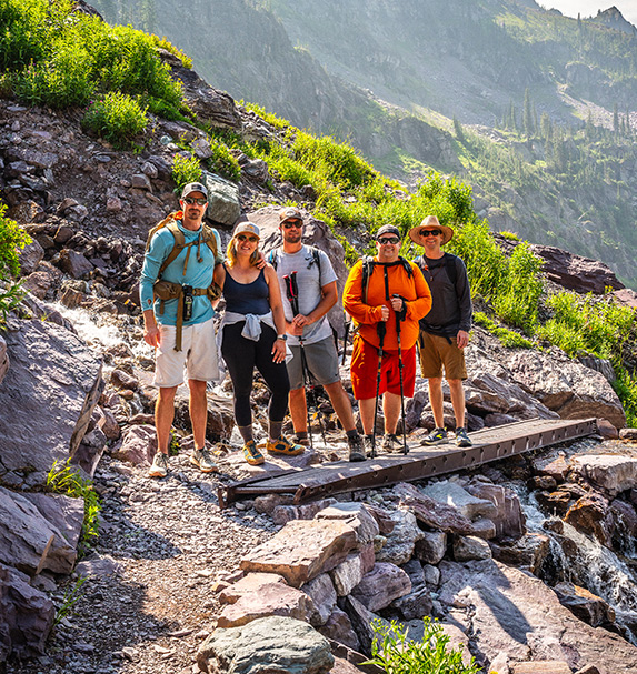 Group on a hike through Glacier National Park